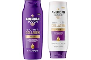 GENERIC American Touch Biotin & Collagen Shampoo and Conditioner Set (2 x 400ml) – Volumising & Thickening for Fine, Thinning & Damaged Hair – Strengthens & Repairs for Fuller, Thicker Hair – for Men & Women