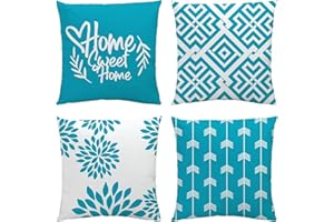 NIULAA Weich Kissenbezug 40x40 Türkis 4er Set,Deko Kissenbezüge Couchkissen Modern Kuschelig Dekokissen Kissenhülle Quadratisch Kissen Bezug Sofakissen Zierkissen Wohnzimmer Bett Draußen Balkon