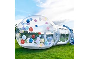 Afitdon Abri à Bulles Gonflable aux Enfants, Tente à Bulles Gonflable Transparente avec Ventilateur et Pompe - 3 m de diamètre - Tente de Jardin étanche en PVC de qualité Commerciale pour