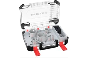 Bosch 9x PRO Multi Material Power Change Plus Lochsäge-Set – Transparentes Etui (für Weichholz, Trockenbauwand, Ø 19-83 mm, Professional Zubehör Bohrmaschine)