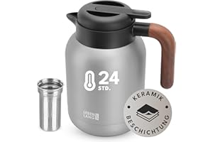 LEBENLANG Thermoskanne 1,5L Keramikbeschichtung - Inkl. Teesieb I 24h Heiß I Kaffeekanne Kaffee & Teekanne mit Siebeinsatz I Thermo Isolierkanne Tee Termoskakanne Thermoskannen 1 5 Liter