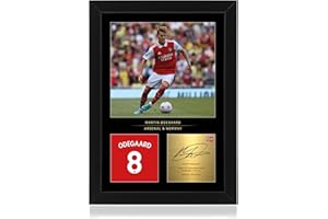 WIN FC Martin Ødegard Foto, gerahmt, A4, reproduziert, digitale Unterschrift, Geschenk für Fans von Arsenal FC