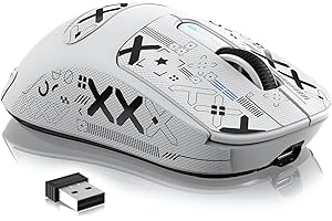 VGN GAMEPOWER x ATTACK SHARK X3MAX PAW3950 Mouse Gaming Wireless SUPERLIGHT, 42000DPI, 49g Ultraleggero eSport Mouse da Gioco, 2.4G/BT/Cablato, Interruttore Ottico, Durata Batteria 200Hrs, Bianco