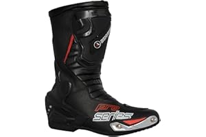 Bohmberg Pro-Series Motorradstiefel für Herren, ergonomisch, Motorradschuhe aus stabilem Leder mit aufgesetzten Hartschalenprotektoren