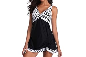 Achinel Tankini Set Womens 2 Piece Swimsuit Swimdress Ladies Swimming Costume Bathing Suit Swimwear Beachwear