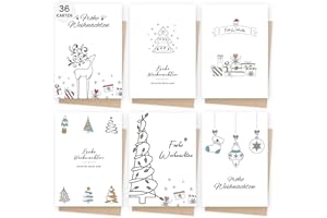 AmzLinkal Weihnachtskarten mit Umschlag set 36, weihnachten karten, weihnachtskarten aquarell, Neujahrskarten 2025 für Familie, Freunde, Kollegen & Geschäftskunden