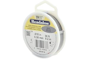 Beadalon Stainless Steel Bead Stringing Wire, Bright, .15 in / 0.38 mm