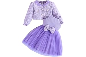 Yanmucy Ragazze Abiti e Cappotto Set 2 Pezzi Textured Stampa Floreale Abiti Manica Lunga Cardigan Neonata Vestiti per 2-8 Anni