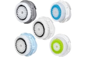 5 x têtes pour brosse E-Cron. Compatible Rechange pour Clarisonic nettoyage facial pour la peau en Delicate, Sensitive, Acne, Normal, profondeur des pores.