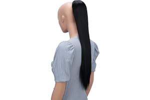 ‎CAISHA CAISHA by PRETTYSHOP 65cm Haarteil Mit Kordelverschluss Langhaar Zopf Pferdeschwanz Haarverlängerung Glatt Schwarz PH601