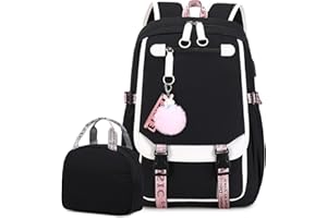 Bevalsa Plecak szkolny dla dziewcząt, plecak z pudełkiem na lunch, torba na książki dla dzieci, uczniów szkół podstawowych i średnich