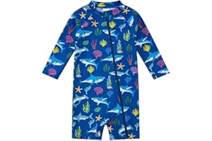 1STRUNANDUP Costume da Bagno per Bambino/Ragazza con Protezione Solare UPF 50+ Costume da Sole a Manica Lunga con Cerniera Completa per Neonato (3-36 Mesi)