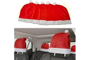 ZOIBV 5PCS ​​Santa Claus Hat Car Seat Headrest Cover for Most Vehicles | Universal Christmas Car Decoration Accessories with Festive Design, Fits SUV Sedan Truck Van Interior Decor​​
