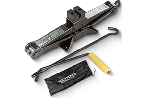 ROCKFORCE PROFESSIONAL TOOLS Gato de Tijera de 2 toneladas de Capacidad con Almohadilla de Goma, Kit de Herramientas de Emergencia, Gato de Piso para vehículos, Cambio de Rueda (2T) en Estuche Impermeable.
