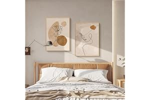 Sarah Duke Lot de 2 posters abstraits beiges, abstraits sur toile, esthétiques, sans cadre, décoration murale bohème, pour salon, chambre à coucher (50 x 70 cm)