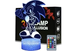 Uitirla Sonic 3D Illusion lamp, Sonic D Night Light, Sonic Toys for Boys, Gadgets for Men, 3D Illusion Lamp with Remote Control and 16 Colors Change, Ideal Birthday Gift