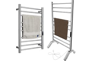 WRJAHCG Scaldasalviette Elettrico Bagno,Termoarredo Bagno Termosifone Radiatore Autoportante E Montato A Parete Stendibiancheria in Acciaio Inossidabile 304 10 Barre Scaldasalviette,Plug-in