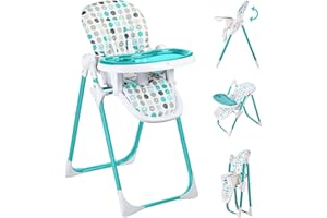 Baby Vivo Chaise haute réglable pour Bébé Enfant avec tablette de 6 mois à 3 ans Tippy Turquoise