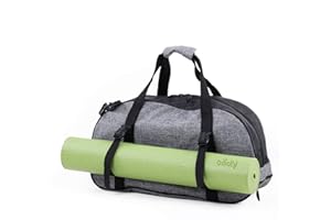 Bodhi Sporttasche | Ideal zum Yoga & als Weekender | Gym & Fitness Tasche | Reisetasche | Unisex | inkl. Befestigungsgurt für Yogamatten, Schultergurt & Nassfach | Grau/Schwarz