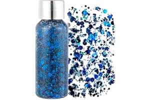 GL-Turelifes Lentejuelas de sirena con purpurina líquida, sombra de ojos, gel para el cuerpo, festival, purpurina, cosméticos, para el pelo, maquillaje de larga duración, brillo de 30 g (05# azul)