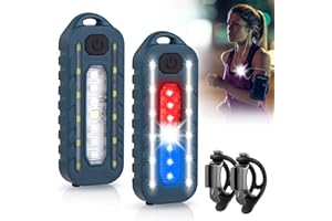 Vivibel Lampe à Clip LED 2 pièces, lumière Rouge à Pince de sécurité, 5 Modes d'éclairage, Lampe à Clip de sécurité LED Rechargeable par USB pour Coureurs, Jogging, Camping