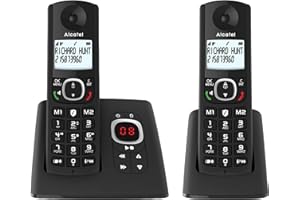 ALCATEL F530 Voice Duo - Telefono fisso cordless DECT con segreteria - Grande display retroilluminato - Vivavoce - Funzione blocco chiamate - 2 tasti di memoria diretta - 2 portatili - Nero