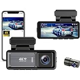 Coverzone MINI &Ccedil;ift Lensli WiFi GPS Dash Kamera - 4K &Ouml;n Kamera & 1080P Arka Kamera, Gece G&ouml;r&uuml;ş&uuml;, Park Modu, Geniş A&ccedil;ılı Lens,