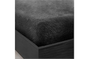 GC GAVENO CAVAILIA Teddy Bear Double Fitted sheet | Fleece Thermal Warm Plain Soft Cuddly Fluffy Fitted Bed Sheets Double | Charcoal