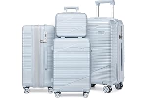 Sea choice Valise Set 4 Rigides Sets de Bagages Polycarbonate Extensible Valise de Voyage Cabine à 4 roulettes avec Serrure TSA Fermeture éclair YKK 55/67/76cm