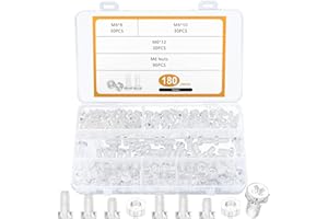 HMKESOTERIC 180 Pz M6 Viti e Dadi Kit in Acrilico Trasparente - Set a Testa Cilindrica e Piatta, Phillips per Macchina