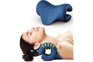 ‎BLABOK BLABOK Neck and Shoulder Relaxer, Portable Cervical Traction Device, Neck Straightener, Neck Posture Correction, Chiropractic Pillow for Joint Pain Relief, Dark Blue