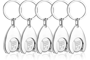 MOVYEE 5 Pezzi Gettone Carrello Spesa Rimovibile,Portachiavi a Moneta per Carrello della Spesa Chip in Acciaio (Stile 1)