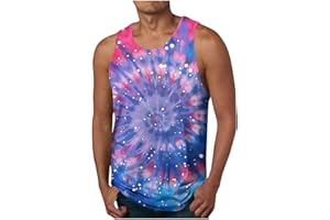 VPQILH Men's Tie Dye Tank Tops UK Clearance Gym Stringer Vest Sleeveless Shirt Round Neck T Shirts Summer Muscle Undershirt Breathable Workout Singlet Lightweight Quick Dry Athletic Wear Bodybuilding Tee