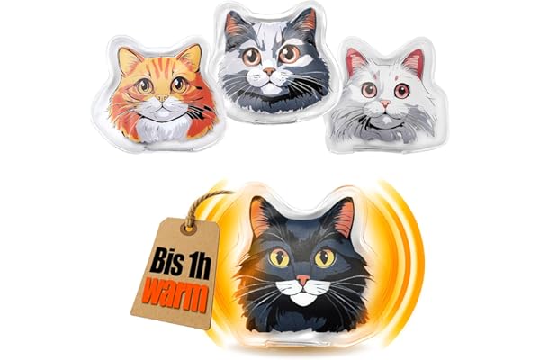 COM-FOUR® 4X Chauffe-Mains de Poche réutilisables - Chauffe-Mains avec Motif Chat - Coussin Chauffant pour Les Jours froids et en déplacement - Coussin Chauffant (4 pièces - Chat coloré)
