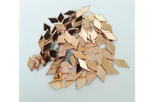 RUIXUAN Diamond Shape Mosaic Tiles Mirror Glass Home Decoration Crafts DIY Accessory (Glass Mirror Rose Gold, 1/2x1inch)