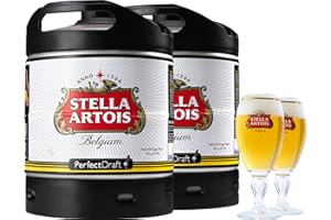 Pack 2 fûts de bière 6 litres Perfectdraft - 2 verres associés (Stella Artois + 2 verres 25 cl)