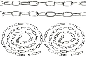 PATIKIL 3.3ft SUS304 Stainless Steel Chain, 2Pcs 2mm Metal Chain Link 1 Meter Small Light Duty for Home Outdoor Camping Hanging Pet Plant, Silver