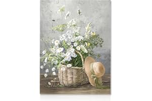 Dazzlewall Daisy Flower Wall Art Poster Rustic Floral Prints, Farmhouse Botanical Wall Poster for Bathroom Bedroom Living Room Decor 12x16 in Unframed
