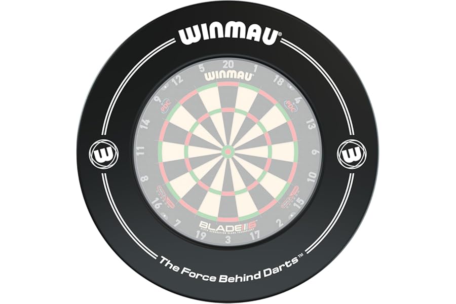 WINMAU Printed Dart Board Surround Ring – Durable Backboard Wall Protector for Dartboards - Available in White, Black, Red & Blue - Professional Darts Accessories