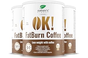 Nature's Finest by Nutrisslim OK!Fatburn Coffee: Caffè Solubile in con L-carnitina, Guaranà e Sambuco - Caffè Ideale per Perdere Peso e Bevanda Energetica Naturale, Caffè Vegano, Senza Glutine