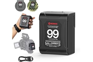 Batteria V Mount, Moman Power99 Vlock Batteria Mini 99Wh/14.4V 530g con Uscite Dual D-Tap e 65W USB-C Compatibile per Videocamera BMPCC 4k/6k Blackmagic Luci a LED ecc, Batteria-V-Mount-Lock-Battery