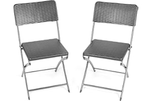 CHRISTOW Folding Garden Chairs Set Of 2 Rattan Effect Heavy Duty Patio Furniture (Pair)