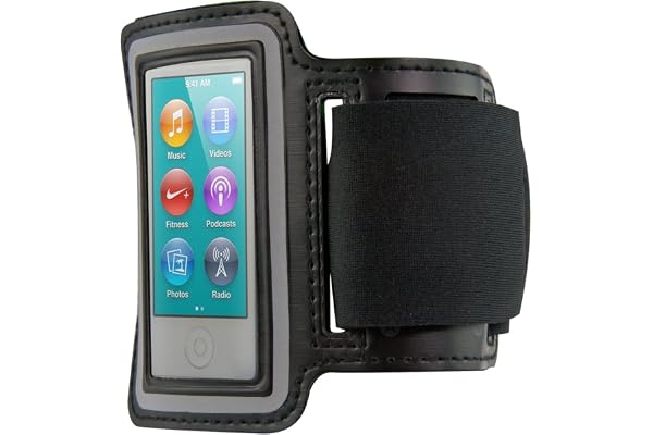 kwmobile Brassard Compatible avec Apple iPod Nano 7 - Brassard Sport Running Vélo Randonnée - Sangle Ajustable - Noir