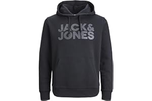 JACK & JONES Hoodie Herren Regular Fit JJEADRIAN Kapuzenpullover Pullover Sweater Print Schwarz Grau Grün Braun Beige Blau S M L XL XXL 3XL 4XL 5XL 6XL 7XL 8XL