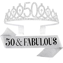 50. Geburtstag Dekoration – Schärpe & Tiara Für Frauen „50 & Fabulous“