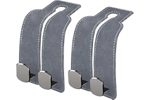 HVIERO 2 Stücke Auto Haken, Taschenhalter Auto Kopfstütze, Aufbewahrungshaken Autositz, Haken Kopfstütze Auto für Lebensmittel-Taschen, Handtaschen Organizer Auto Haken Kopfstütze (Grau)