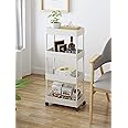 JIIKOOAI Storage Trolley Cart 4-Tier Storage Cart Rolling Cart Plastic Utility Cart Multi-purpose Trolley Organizer Cart with Casters Organizer on wheels for Office kitchen Bathroom Bedroom (White)