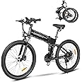 SAMEBIKE Electric Bike For Adults, 48V 14AH Removable Battery Folding Full Suspension Softtail Mountain Ebike Wtih High-speed Motor 20 * 2.35 inches Tyre, Long range 25 miles, 7 Speed Flywheels