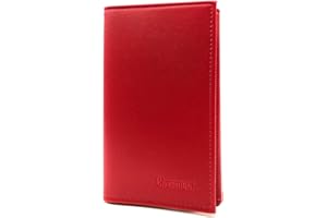 Charmoni - Etui Pochette Porte Papier Voiture- 3 Volets - Carte Grise permis de Conduire pièce d'identité Assurance - Cuir Vachette (Rouge)