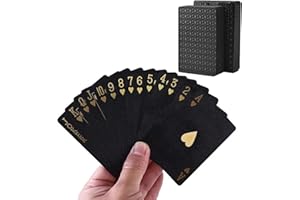 JNGTKL Black Gold Deck Of Cards, Waterproof Playing Cards, 87x55mm, For Family & Friends, Ages 12+